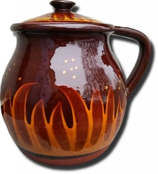 Keramický džbán malý s pokličkou - malovaný.